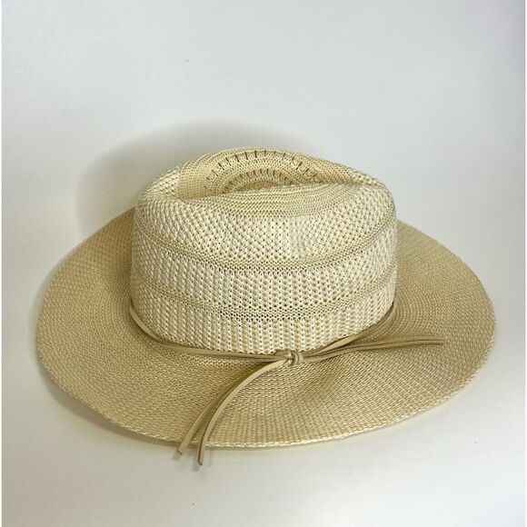 NEW Lucky Brand Stripe Woven Knit Hat Cream One Size - Picture 2 of 12